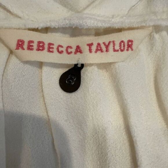 Rebecca Taylor Silk Blouse Ivory White Sleeveless with Gold Zip Detail Size 8 - Picture 5 of 9